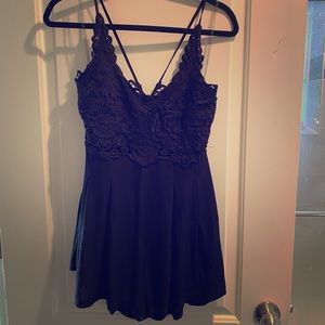 Romper with crochet lace top